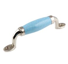 Turquoise Crackle Small Ceramic Silver Door Handles